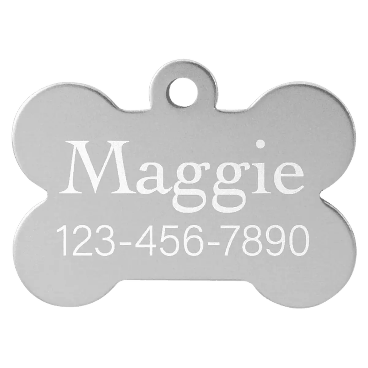 Personalized Pet Tags - Anodized Aluminum and Swarovski Crystal Bone / Silver / 1 1/2" x 1"