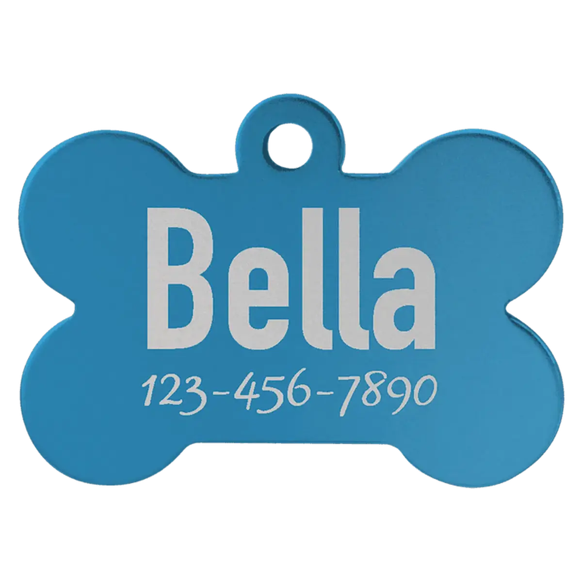 Personalized Pet Tags - Anodized Aluminum and Swarovski Crystal Bone / Blue / 1 1/2" x 1"