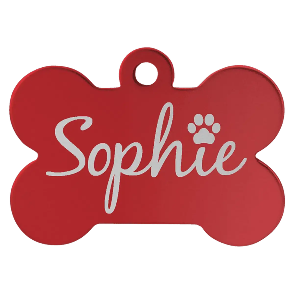 Personalized Pet Tags - Anodized Aluminum and Swarovski Crystal Bone / Red / 1 1/2" x 1"