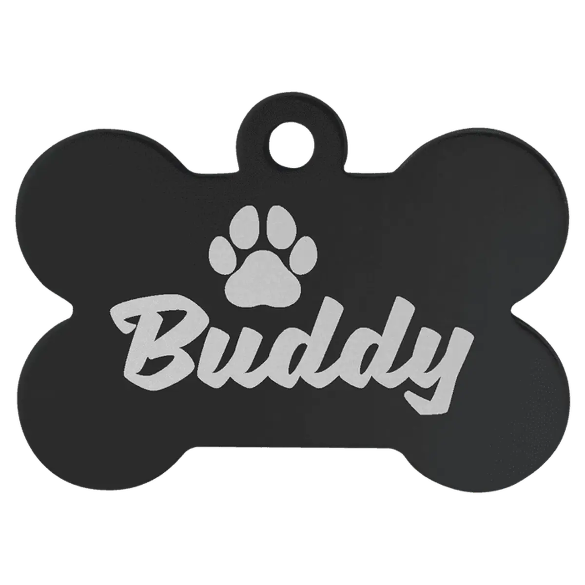 Personalized Pet Tags - Anodized Aluminum and Swarovski Crystal Bone / Black / 1 1/4" x 3/4"