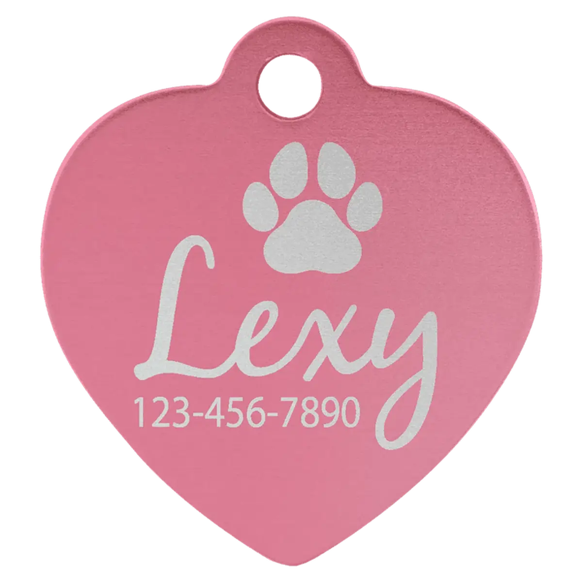 Personalized Pet Tags - Anodized Aluminum and Swarovski Crystal Heart / Pink / 1" x 1"
