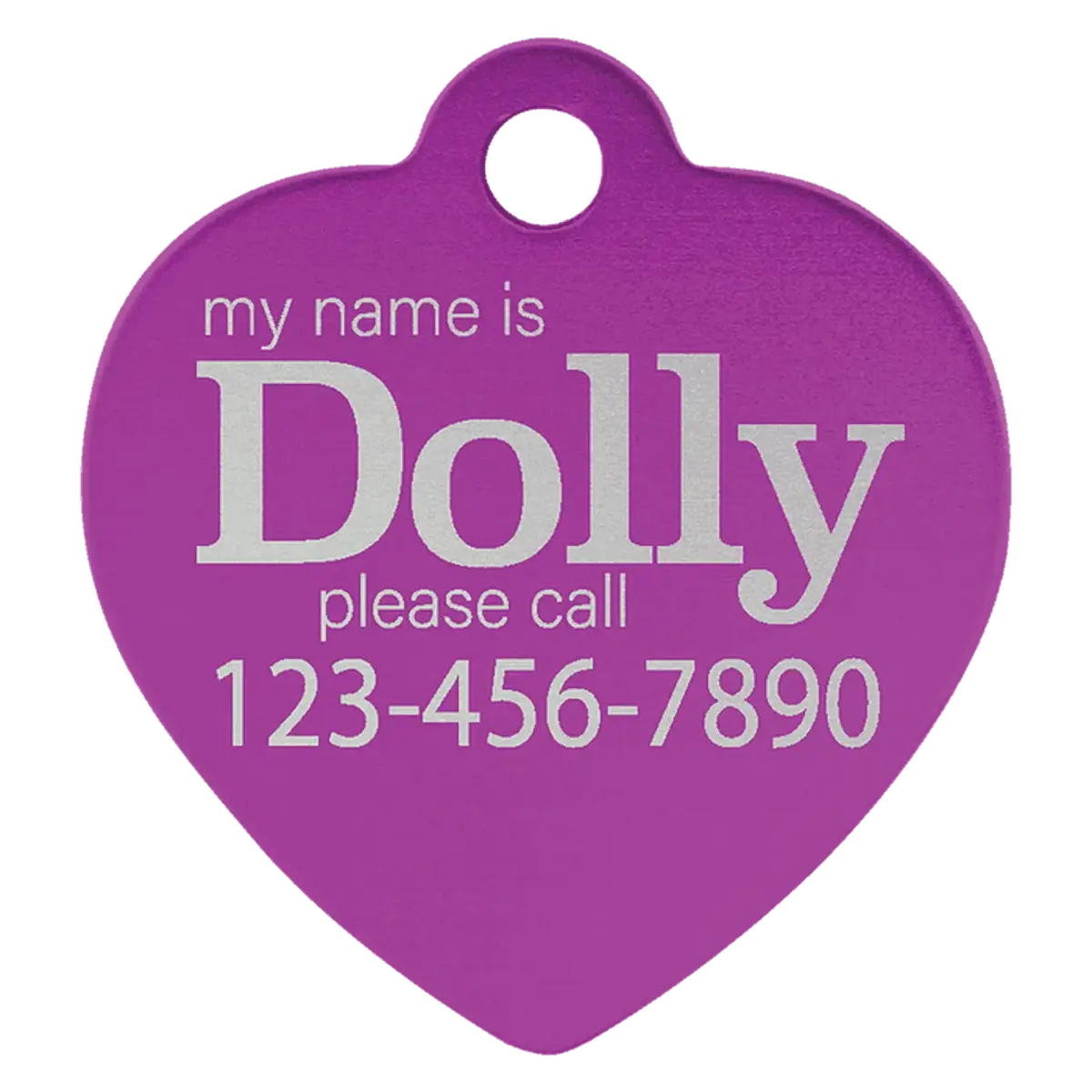 Personalized Pet Tags - Anodized Aluminum and Swarovski Crystal Heart / Purple / 1 1/4" x 1 1/4"