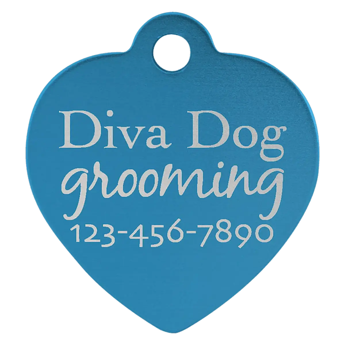 Personalized Pet Tags - Anodized Aluminum and Swarovski Crystal Heart / Blue / 1 1/4" x 1 1/4"