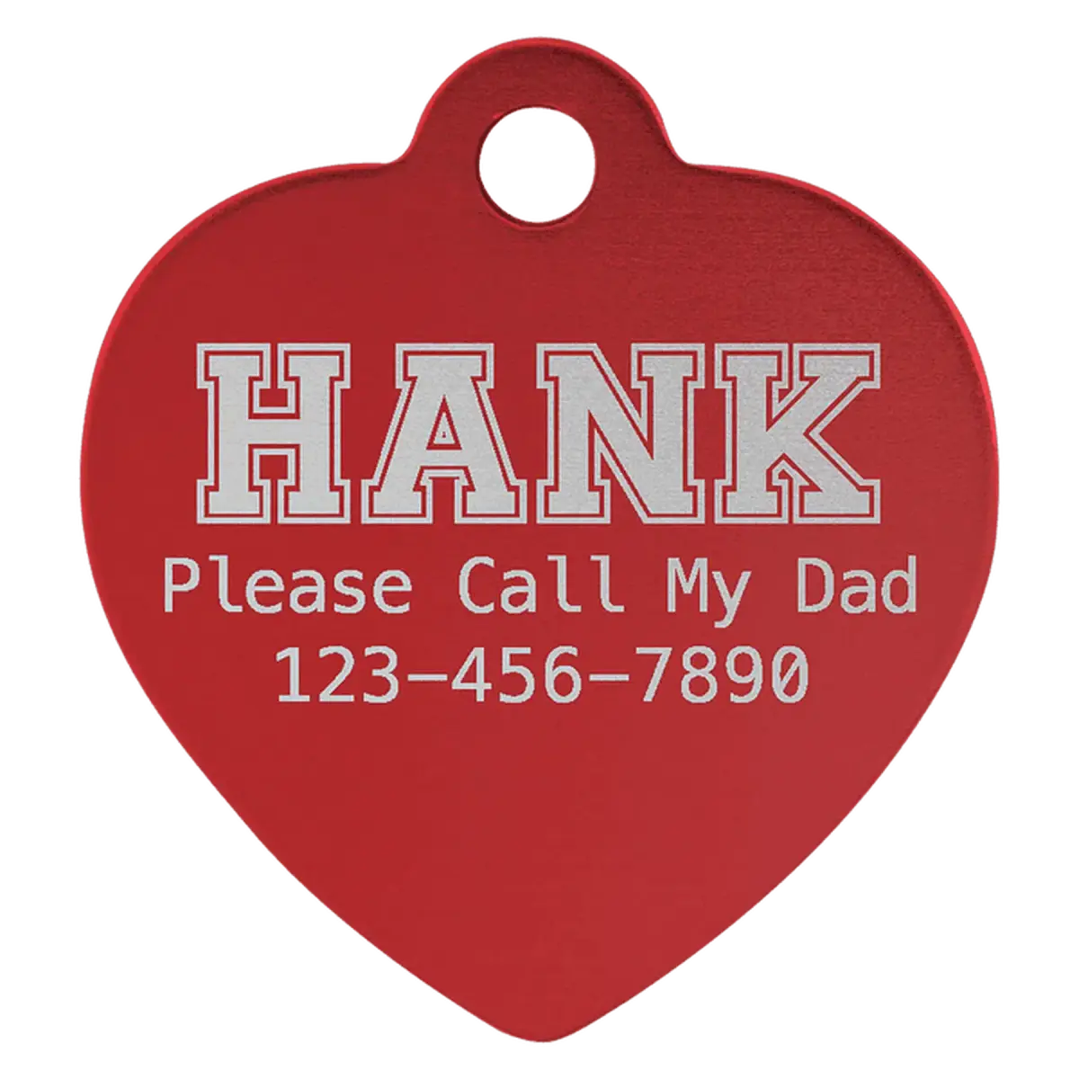 Personalized Pet Tags - Anodized Aluminum and Swarovski Crystal Heart / Red / 1 1/4" x 1 1/4"