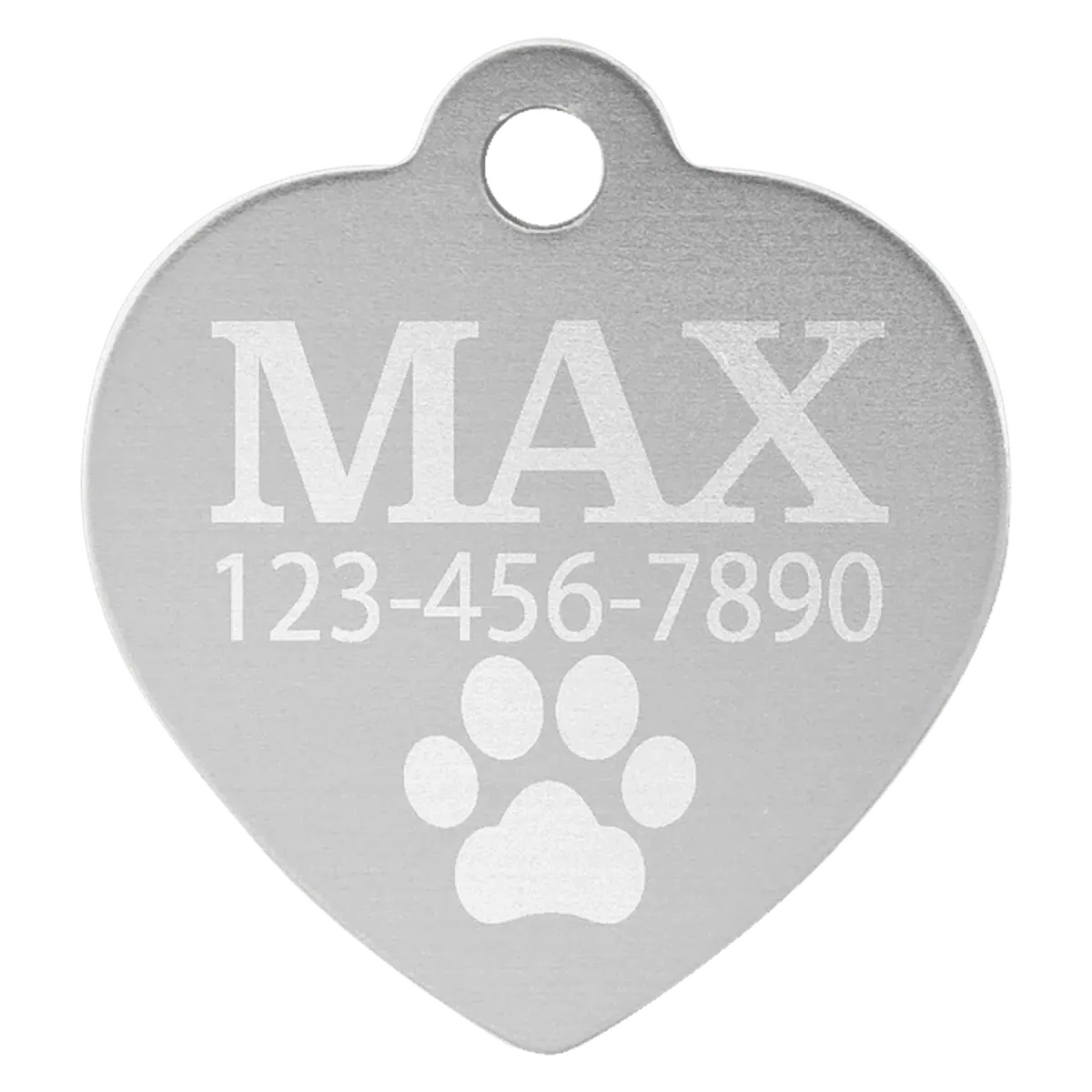 Personalized Pet Tags - Anodized Aluminum and Swarovski Crystal Heart / Silver / 1 1/4" x 1 1/4"