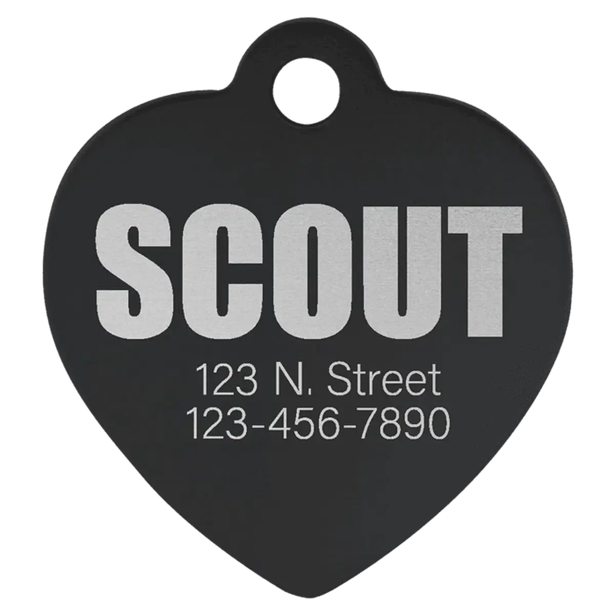 Personalized Pet Tags - Anodized Aluminum and Swarovski Crystal Heart / Black / 1" x 1"