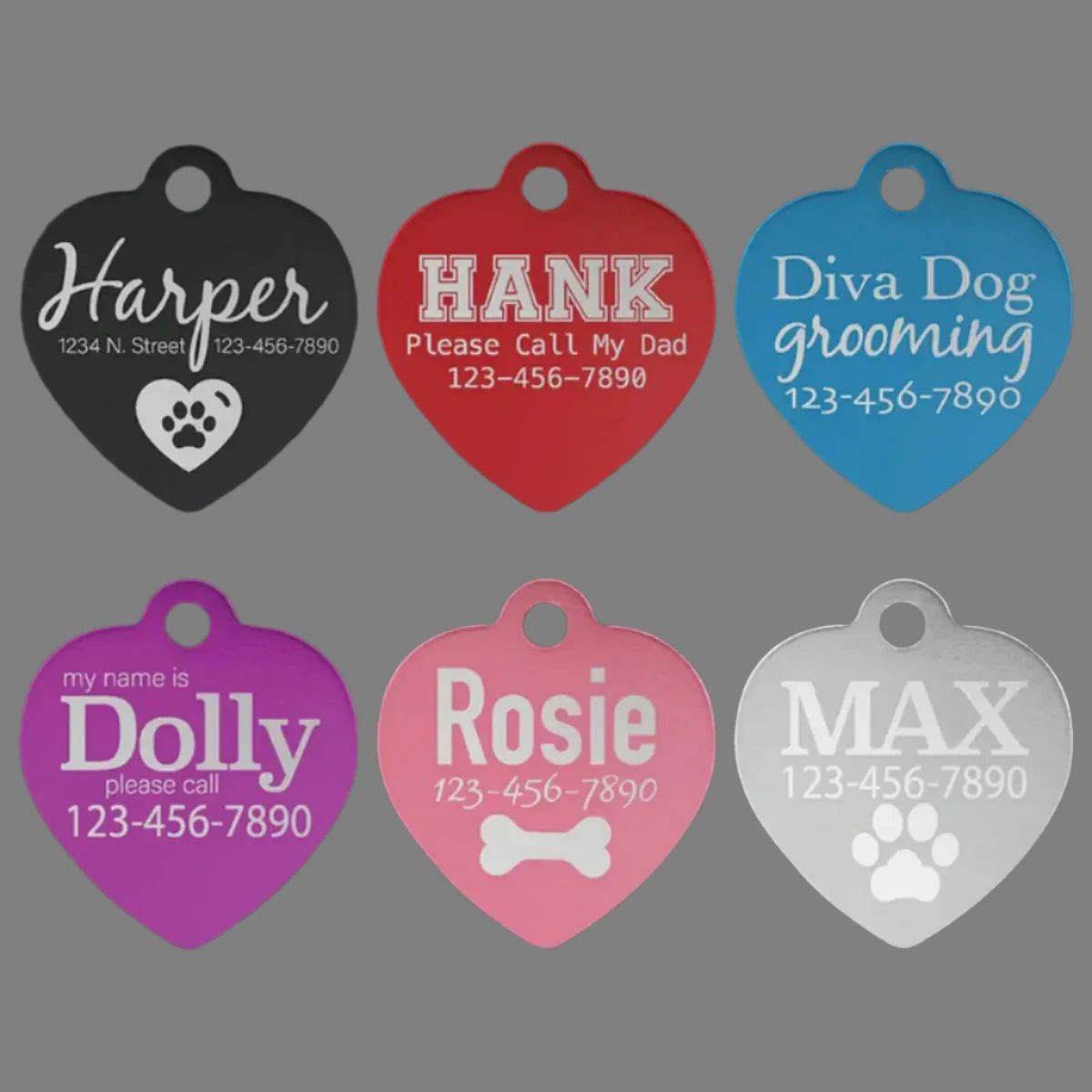 Personalized Pet Tags - Anodized Aluminum and Swarovski Crystal Bone / Black / 1 1/4" x 3/4"