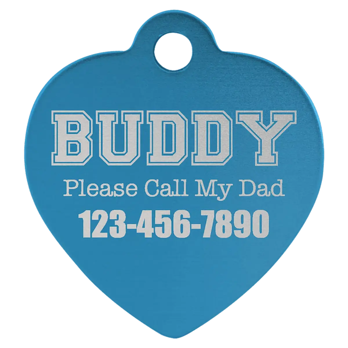 Personalized Pet Tags - Anodized Aluminum and Swarovski Crystal Heart / Blue / 1" x 1"