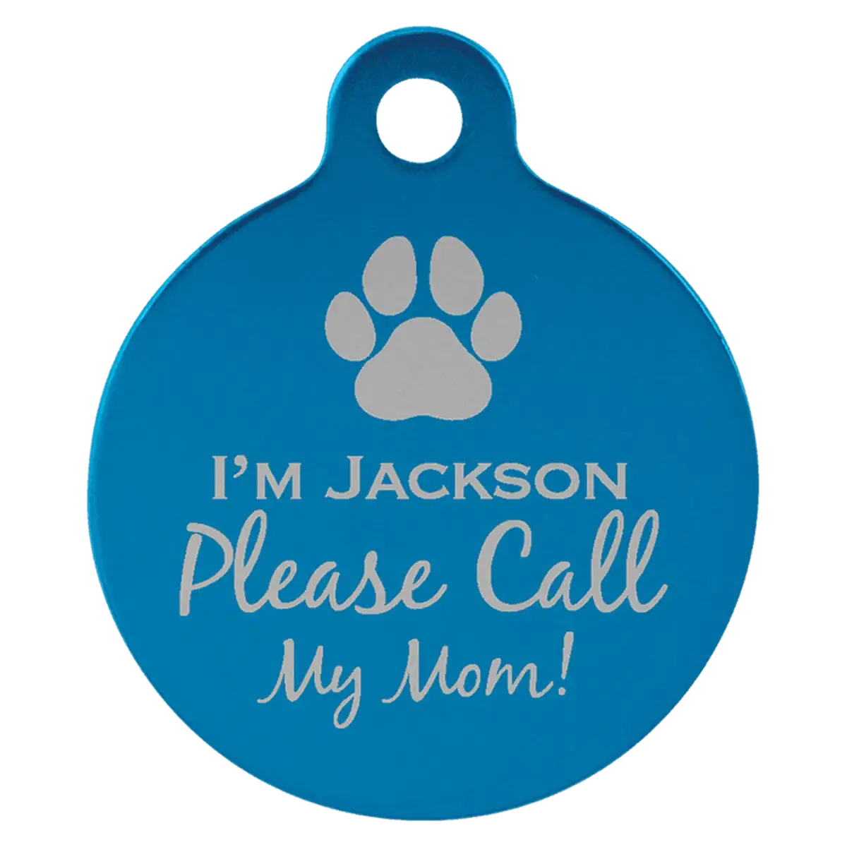 Personalized Pet Tags - Anodized Aluminum and Swarovski Crystal Round / Blue / 1 1/4"