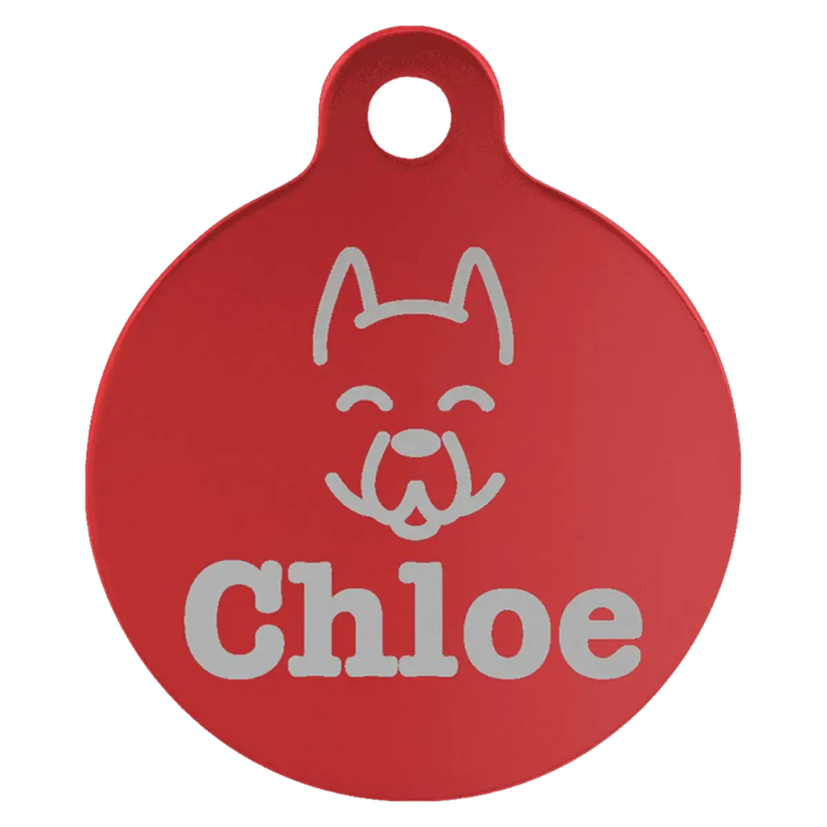 Personalized Pet Tags - Anodized Aluminum and Swarovski Crystal Round / Red / 1 1/4"