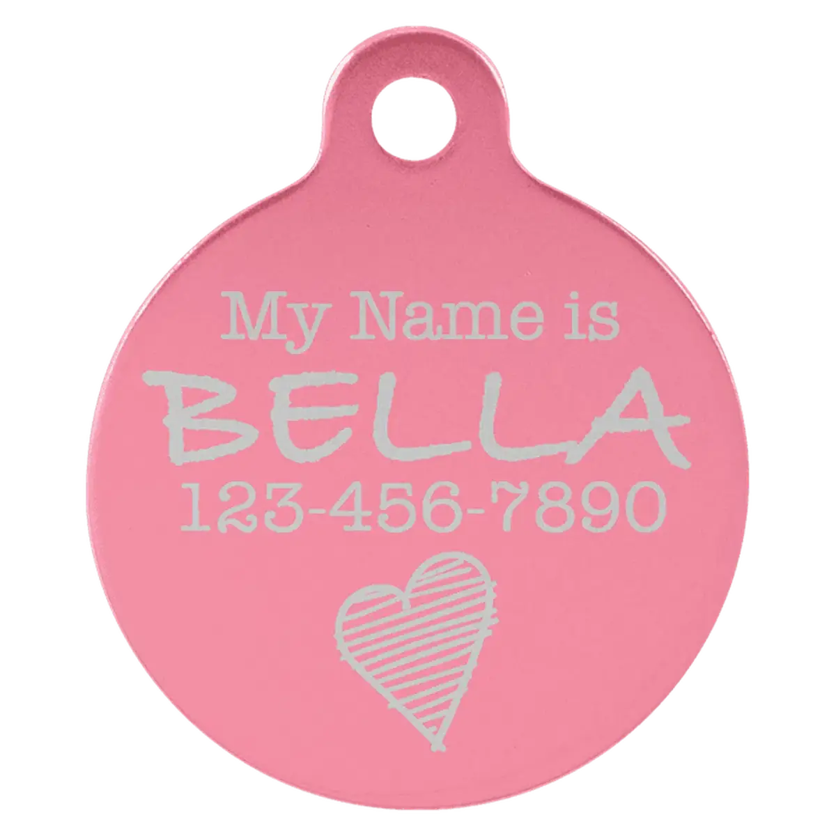 Personalized Pet Tags - Anodized Aluminum and Swarovski Crystal Round / Pink / 1 1/4"