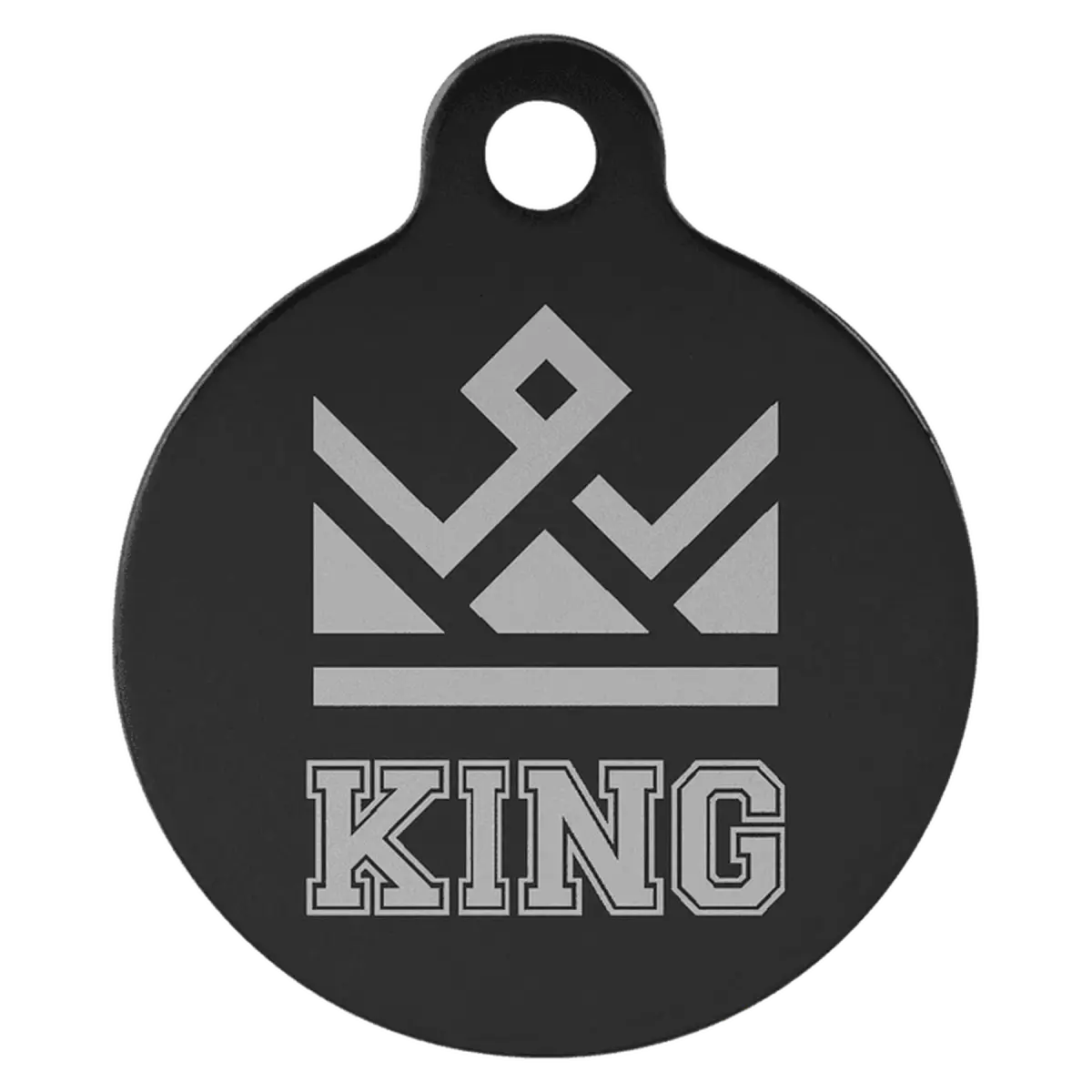 Personalized Pet Tags - Anodized Aluminum and Swarovski Crystal Round / Black / 1 1/4"