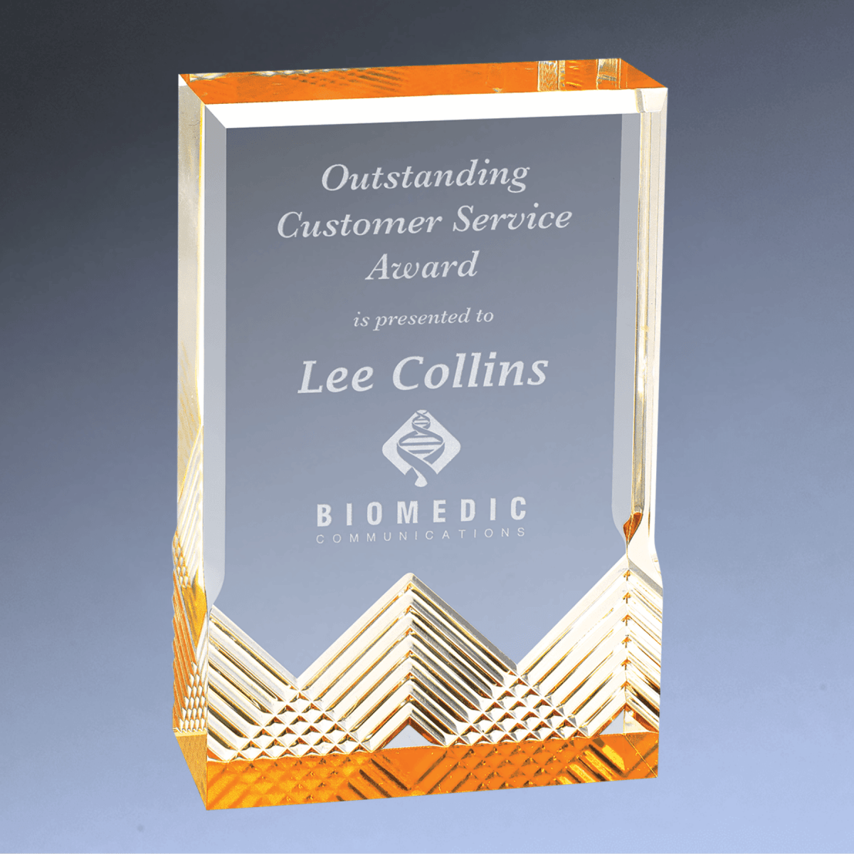Apex Mirage Acrylic Award - Custom Engraved with Color Accents - Gold