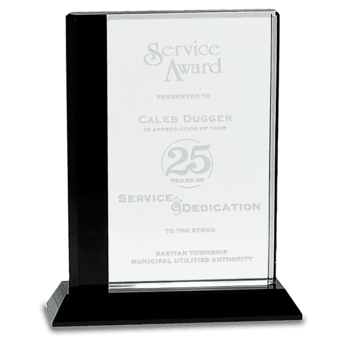 Black Edge Crystal Rectangle Award with Laser Etching - 6 1/2" x 9"