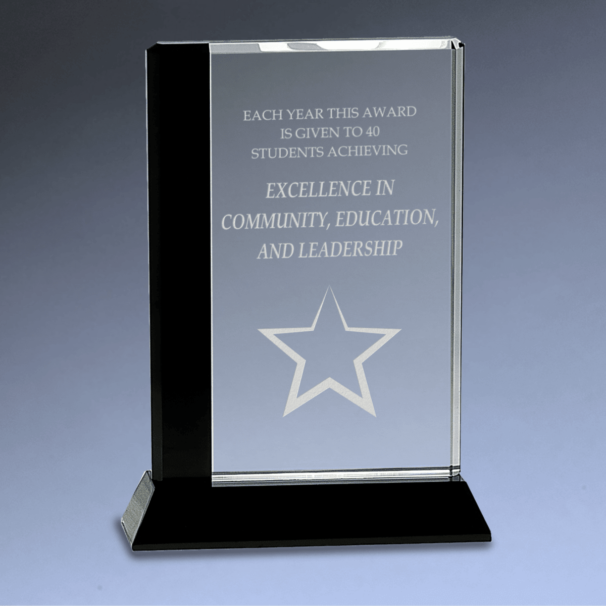 Black Edge Crystal Rectangle Award with Laser Etching - 6 1/2" x 9"