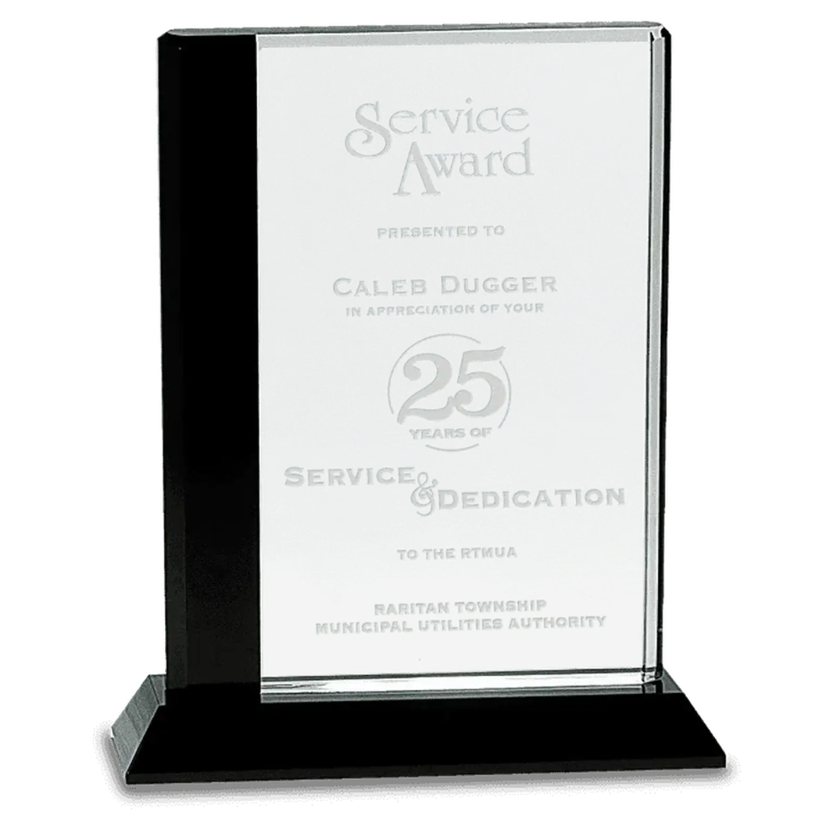 Black Edge Crystal Rectangle Award with Laser Etching 6 1/2" x 7"