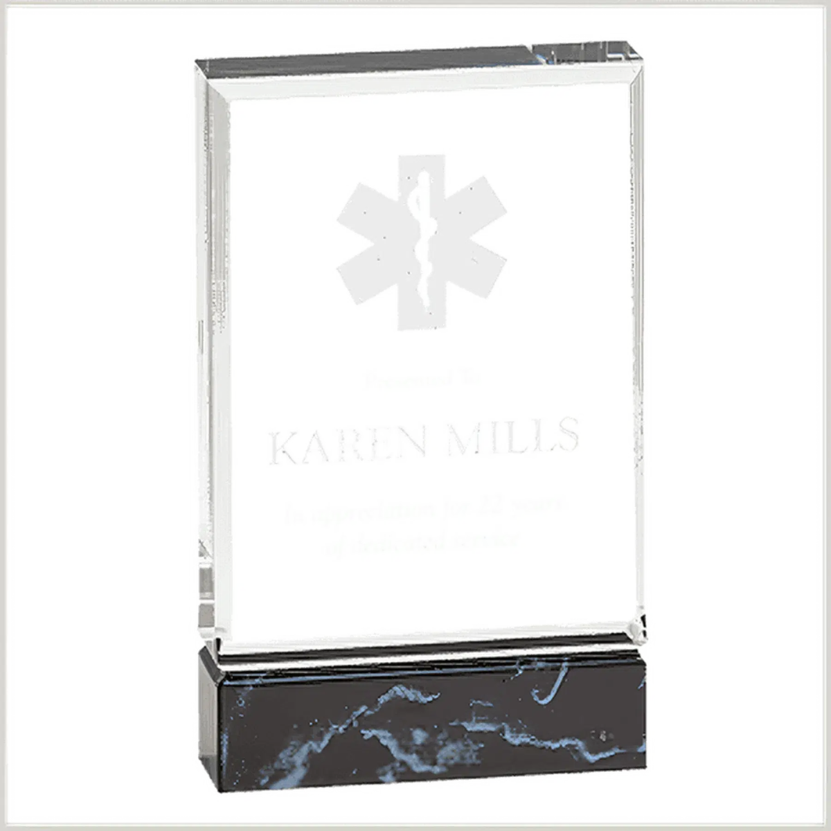 Black Fusion Marble Acrylic Award with Hydrofoil Base 3" x 5"