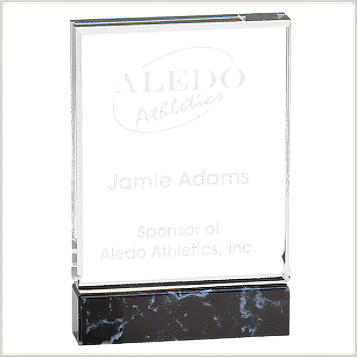 Black Fusion Marble Acrylic Award with Hydrofoil Base 3" x 5"