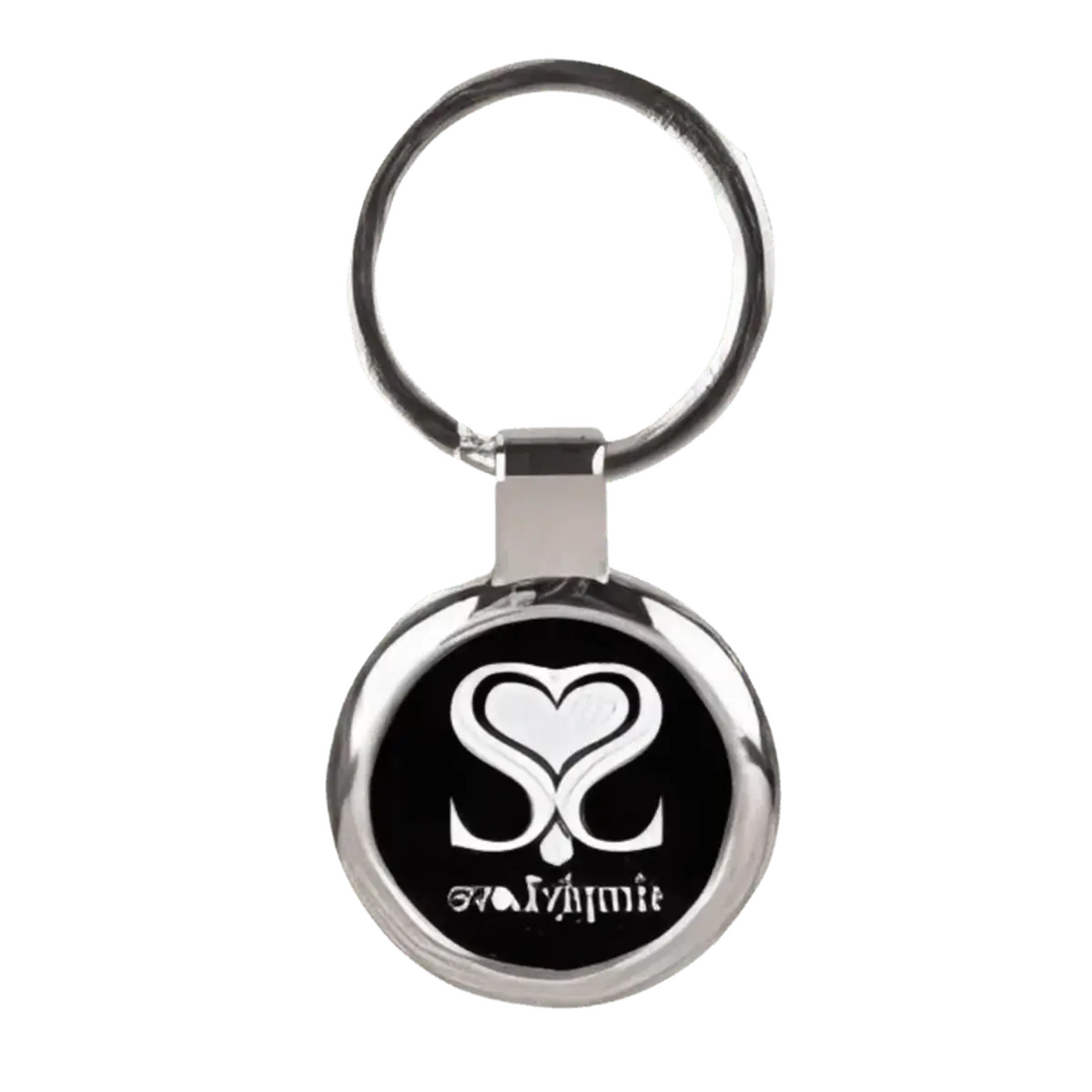 Personalized Keychains with Silver Frame and Black or Blue Insert Round / Black / 2.5"