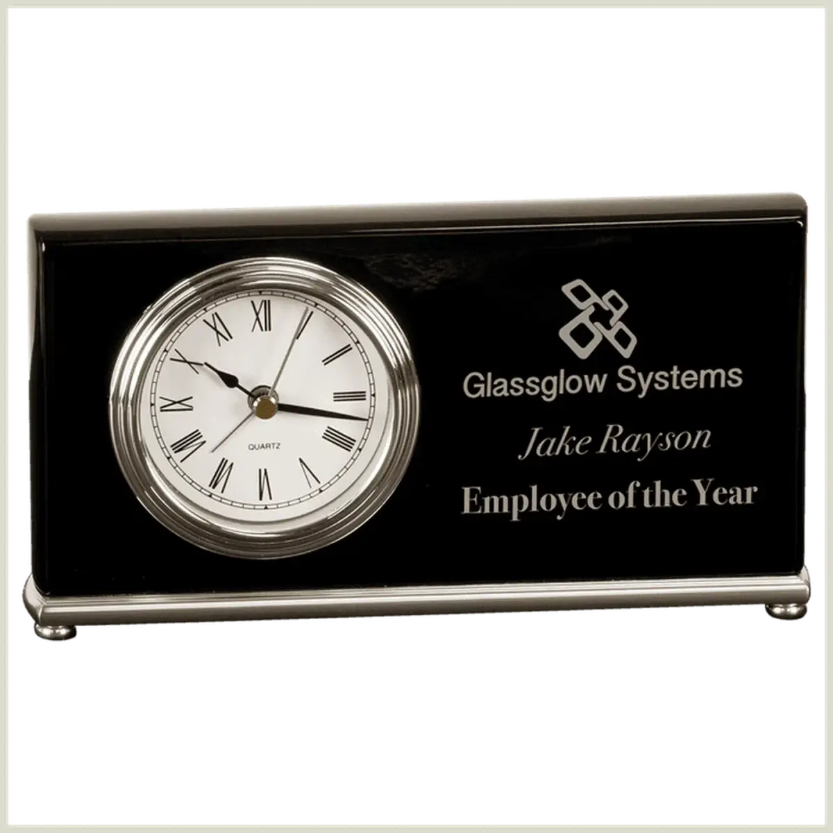 Custom Engraved Desk and Mantle Clocks with High Gloss Piano Finish Rail Station Station Desk Clock (Rosewood Piano Finish) / 7" x 9" / European-Styled Rail Station Post (Brass Plate Included)