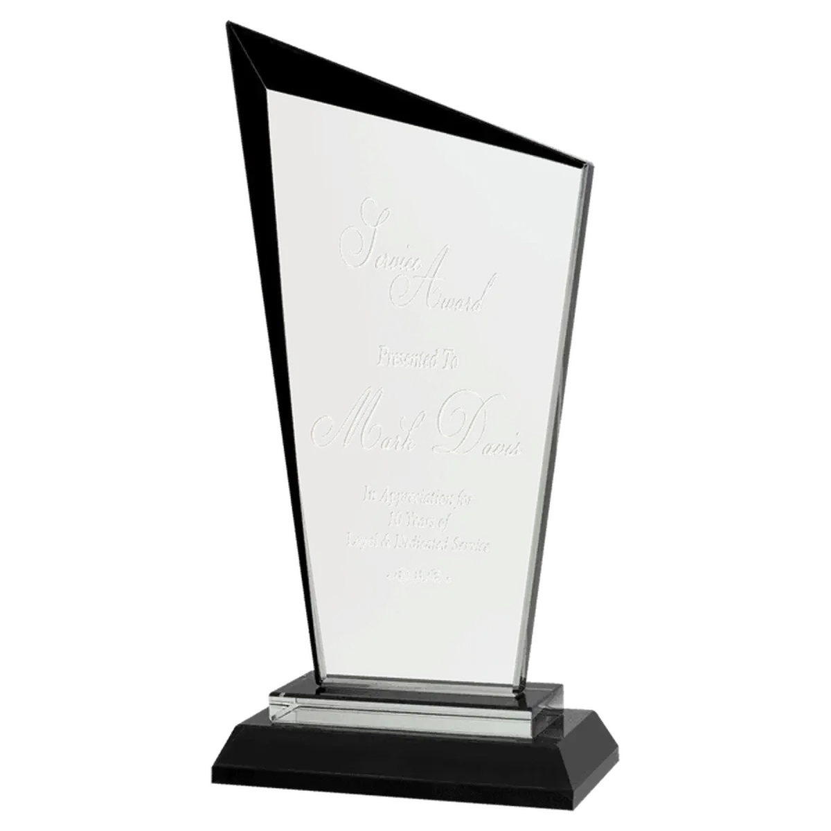 Razor Glass Awards – Custom Engraved for Contemporary Recognition Black / 8" (H) x 4 1/8" (W)