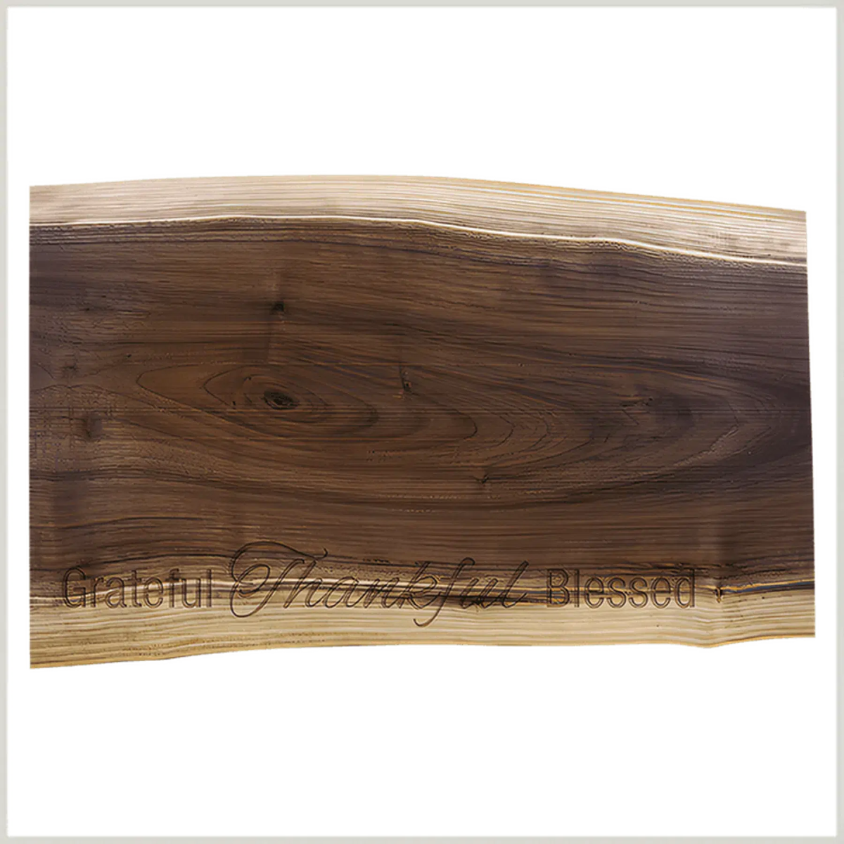 Custom Engraved Live Edge Black Walnut Cutting and Charcuterie Board 20 x 12