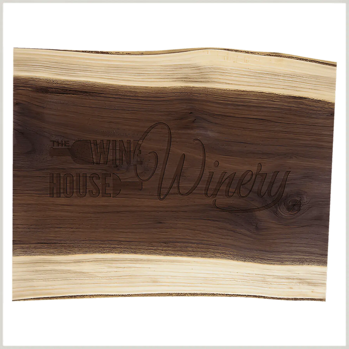 Custom Engraved Live Edge Black Walnut Cutting and Charcuterie Board 15 x 11 1/2