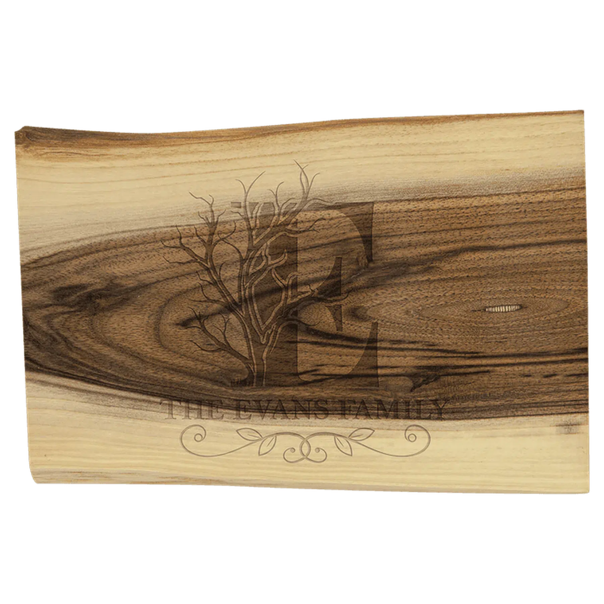 Custom Engraved Live Edge Black Walnut Cutting and Charcuterie Board 9 x 6