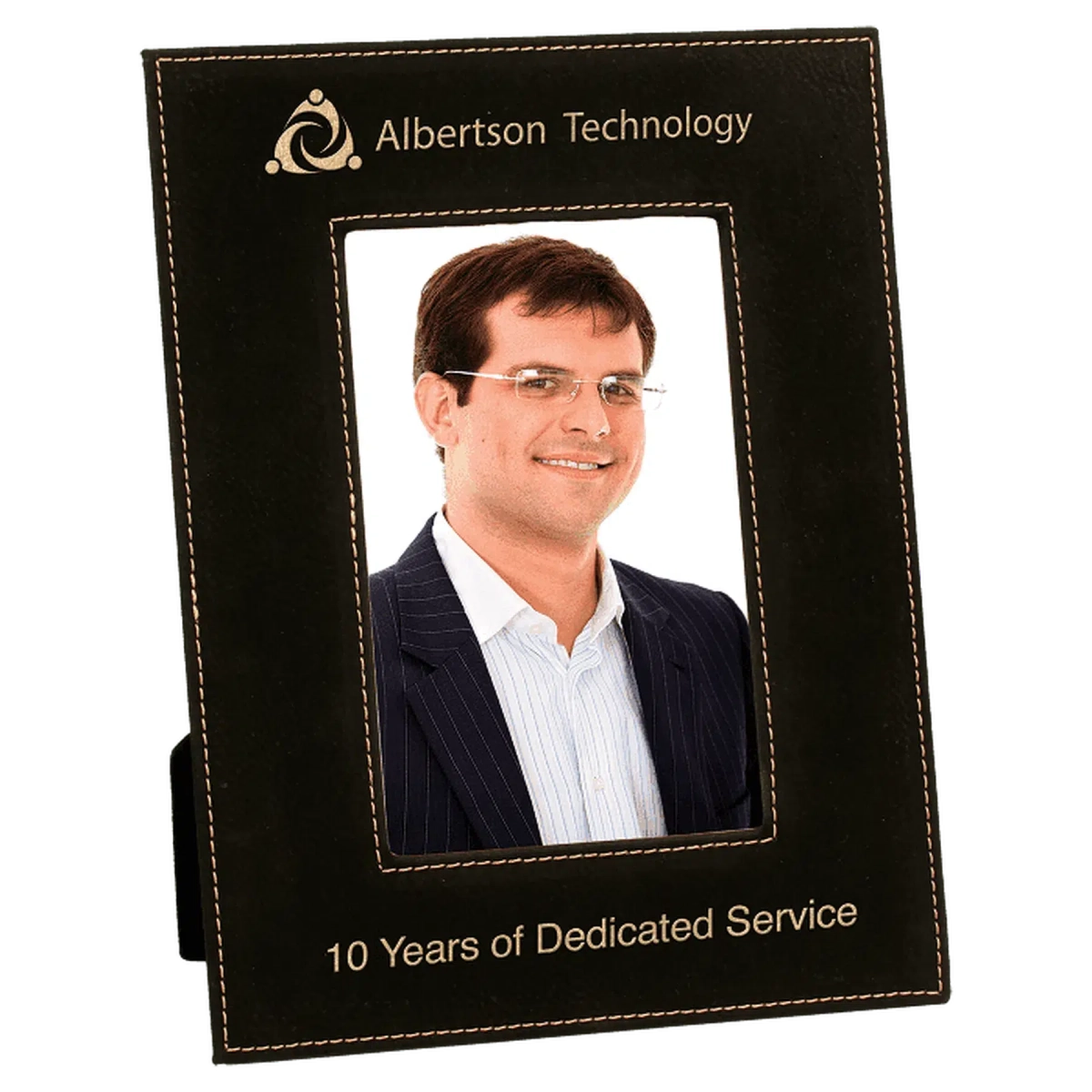 Black/Gold Leatherette Frame (Various Sizes) 4" x 6"