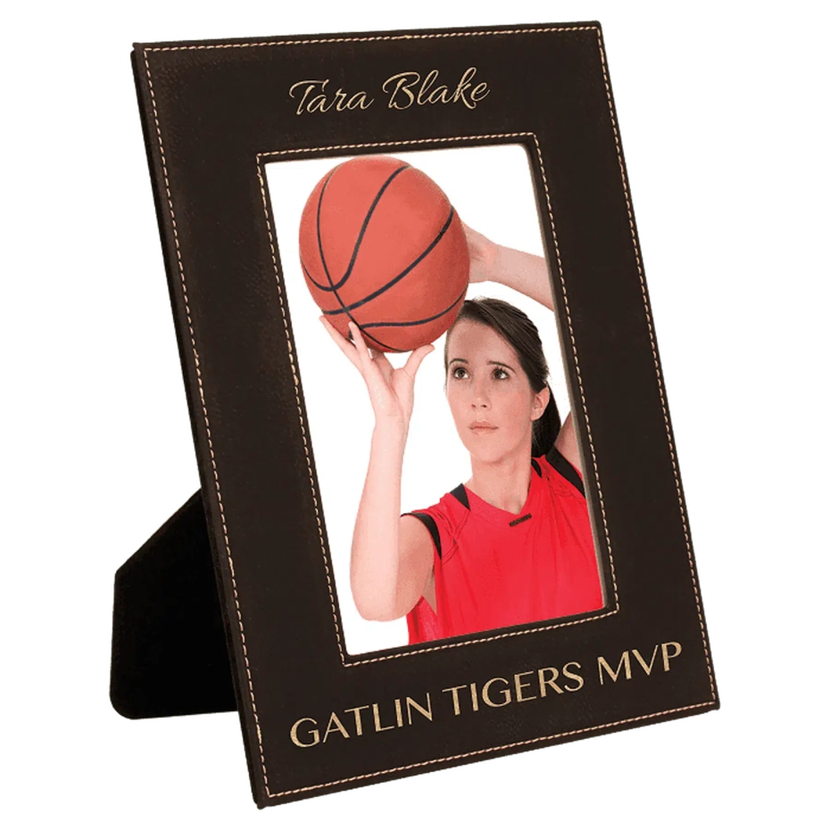 Black/Gold Leatherette Frame (Various Sizes) 5" x 7"