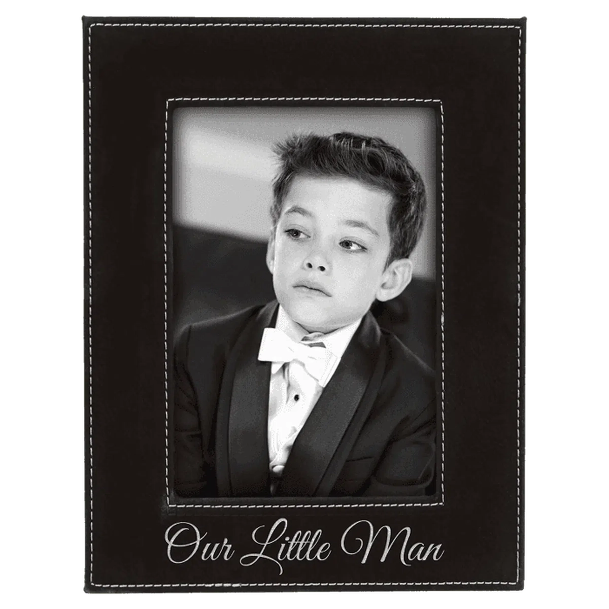 Black/Silver Leatherette Frame (Various Sizes) 4" x 6"