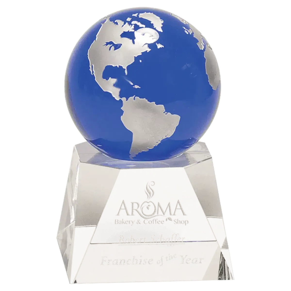 Laser Etched Crystal Globes – Awards, Paperweights and Gifts Paperweight / Clear Globe/Flat Bottom / 3"