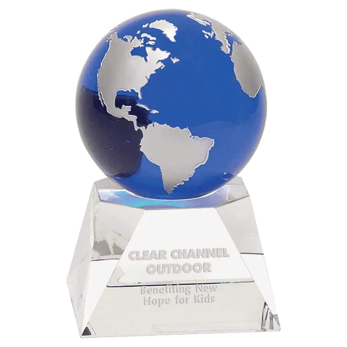 Laser Etched Crystal Globe Awards, Paperweights and Gifts Paperweight / Clear Globe/Flat Bottom / 3"