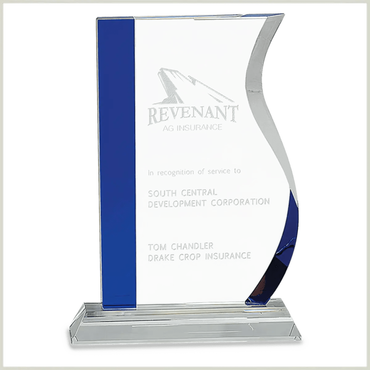 Blue Edge Crystal Awards – Personalized Corporate Recognition - Rectangle