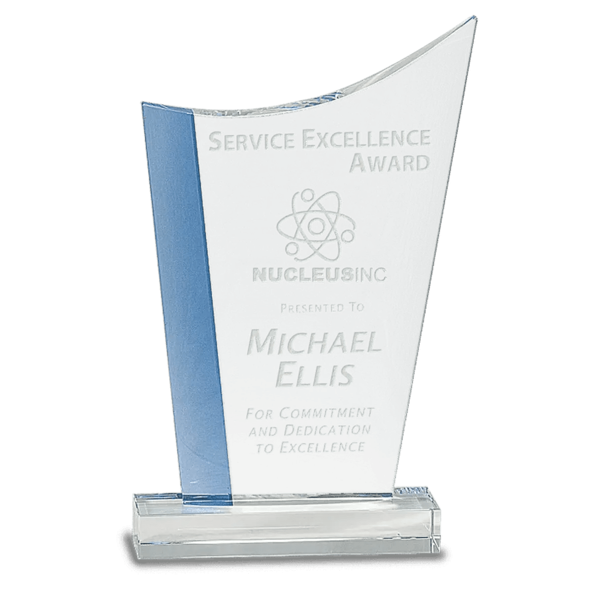 Blue Edge Crystal Awards – Personalized Corporate Recognition - Rectangle