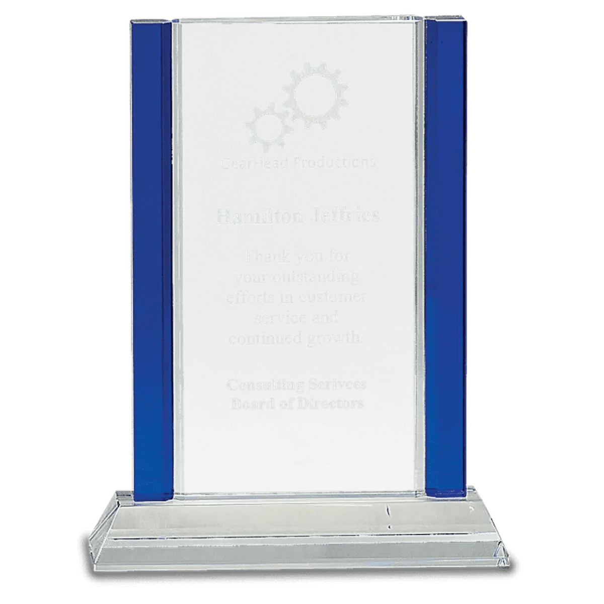 Blue Edge Crystal Awards – Personalized Corporate Recognition - Rectangle