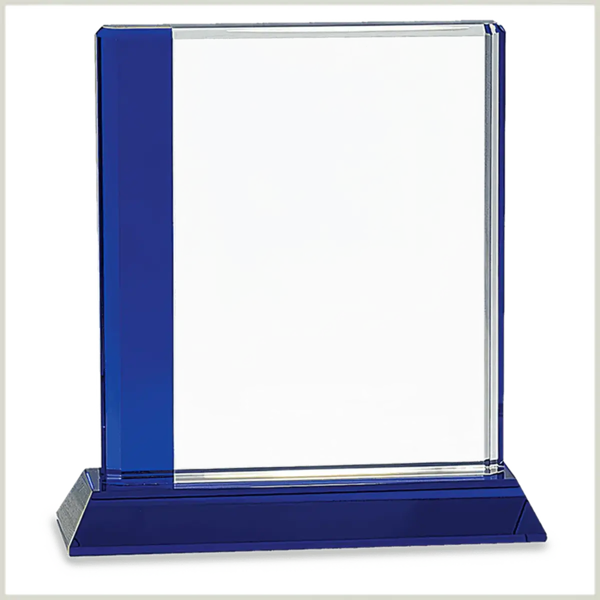 Blue Edge Crystal Awards – Personalized Corporate Recognition Rectangle / Blue / 6 1/2" x 7"