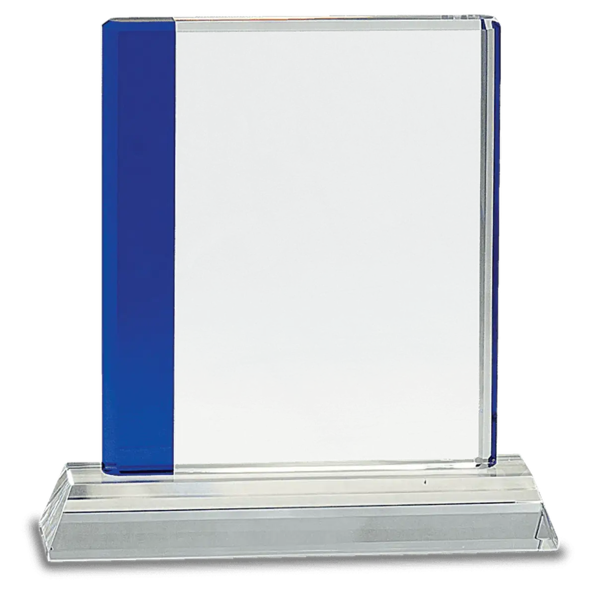 Blue Edge Crystal Awards – Personalized Corporate Recognition Rectangle / Blue / 6 1/2" x 7"