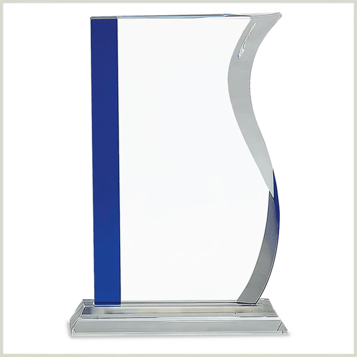 Blue Edge Crystal Awards – Personalized Corporate Recognition Rectangle / Blue / 6 1/2" x 7"
