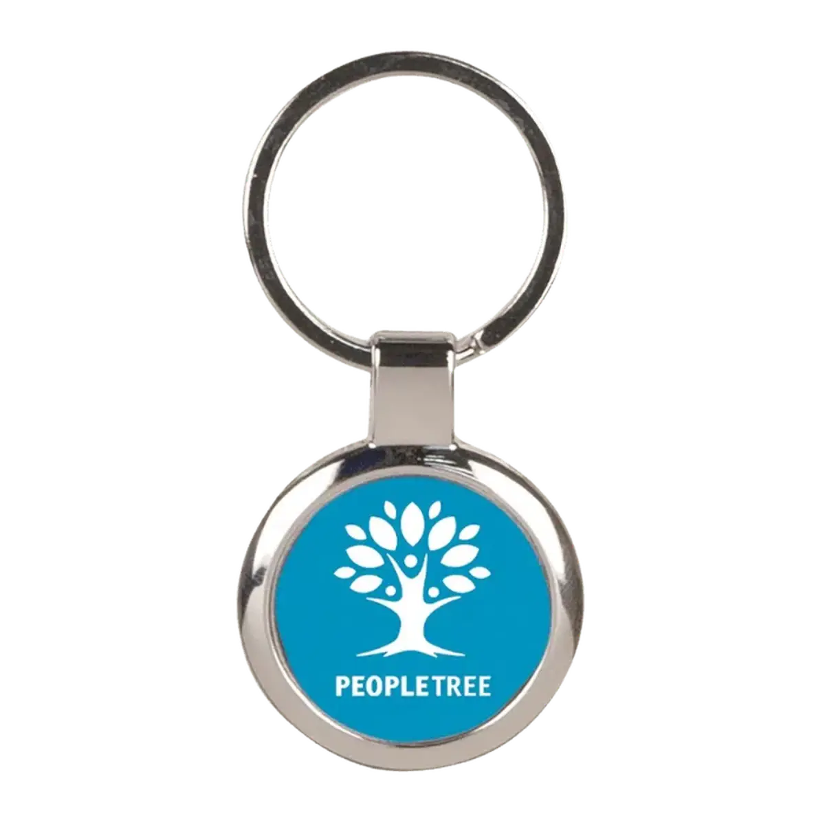 Personalized Keychains with Silver Frame and Black or Blue Insert Round / Blue / 2.5"