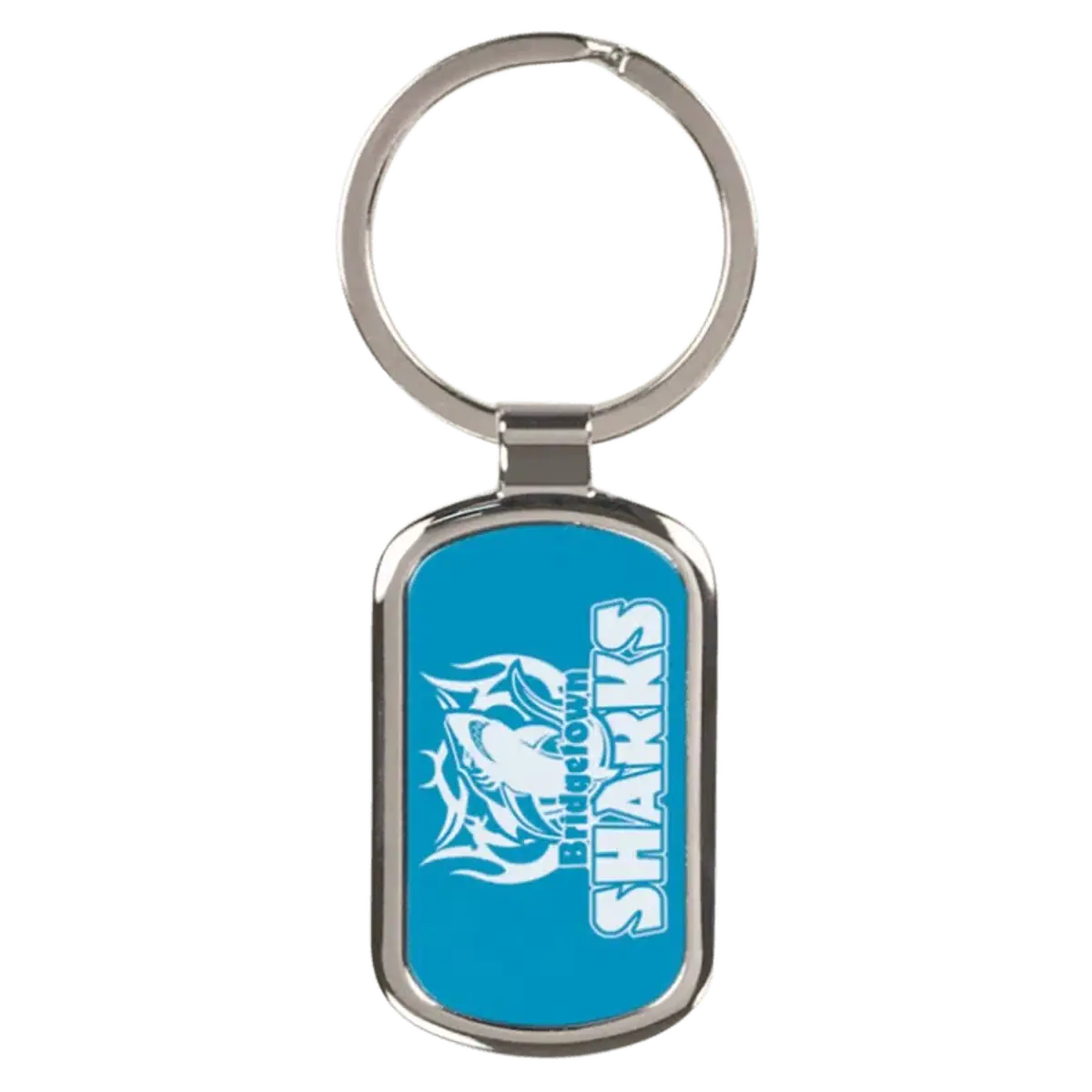 Personalized Keychains with Silver Frame and Black or Blue Insert Rectangle / Blue / 1 1/8" x 1 7/8"
