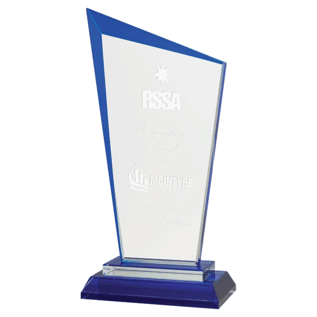 Razor Glass Awards – Custom Engraved for Contemporary Recognition Black / 8" (H) x 4 1/8" (W)