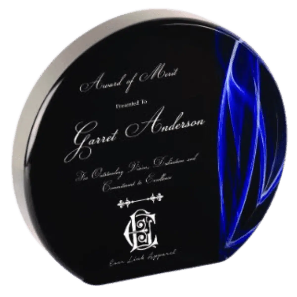 Premier Vapor Acrylic Awards - Black with Red or Blue Accents Round / Blue / 6"