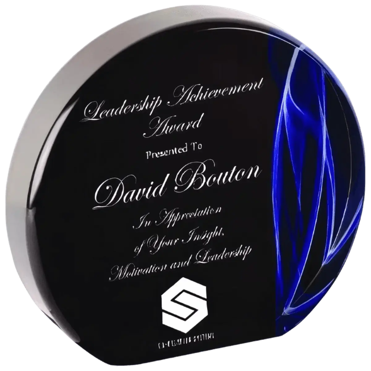 Premier Vapor Acrylic Awards - Black with Red or Blue Accents Round / Blue / 5"