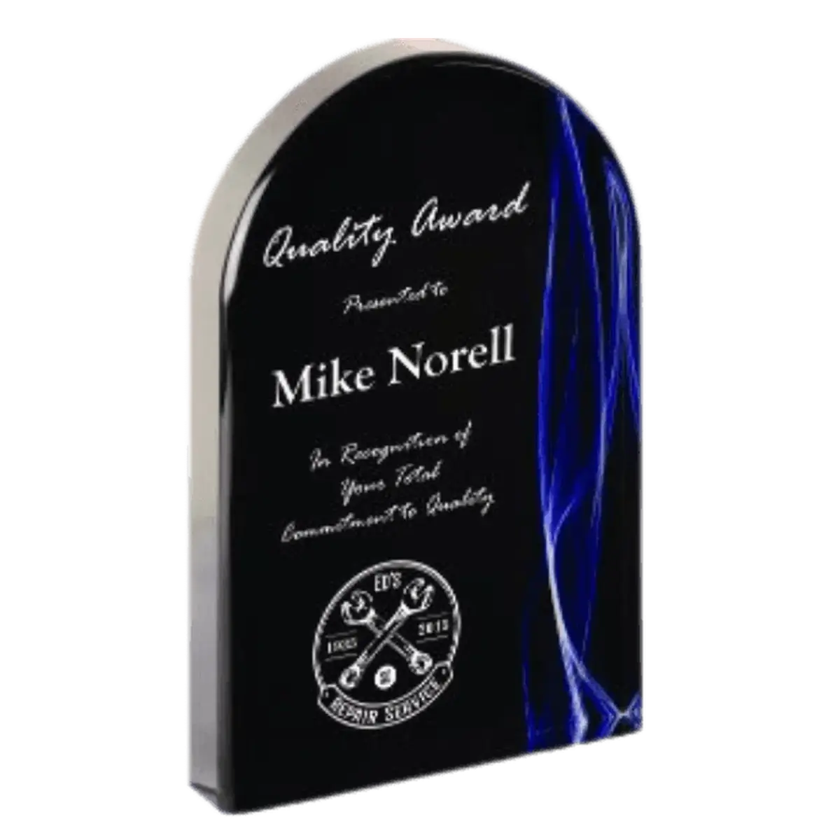 Premier Vapor Acrylic Awards - Black with Red or Blue Accents Round / Blue / 5"
