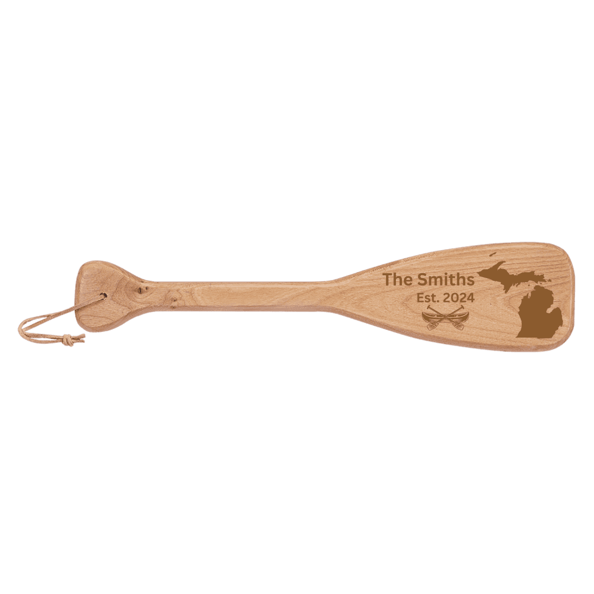 Custom Boat Paddle Wall Decor Sign - Red Alder Wood with Leather String Design Your Own