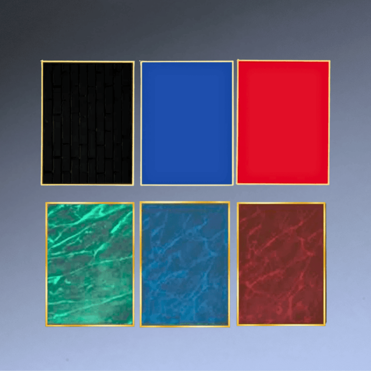 Brass Plated Plaque Plates with Gold Borders - Multiple Colors - Red