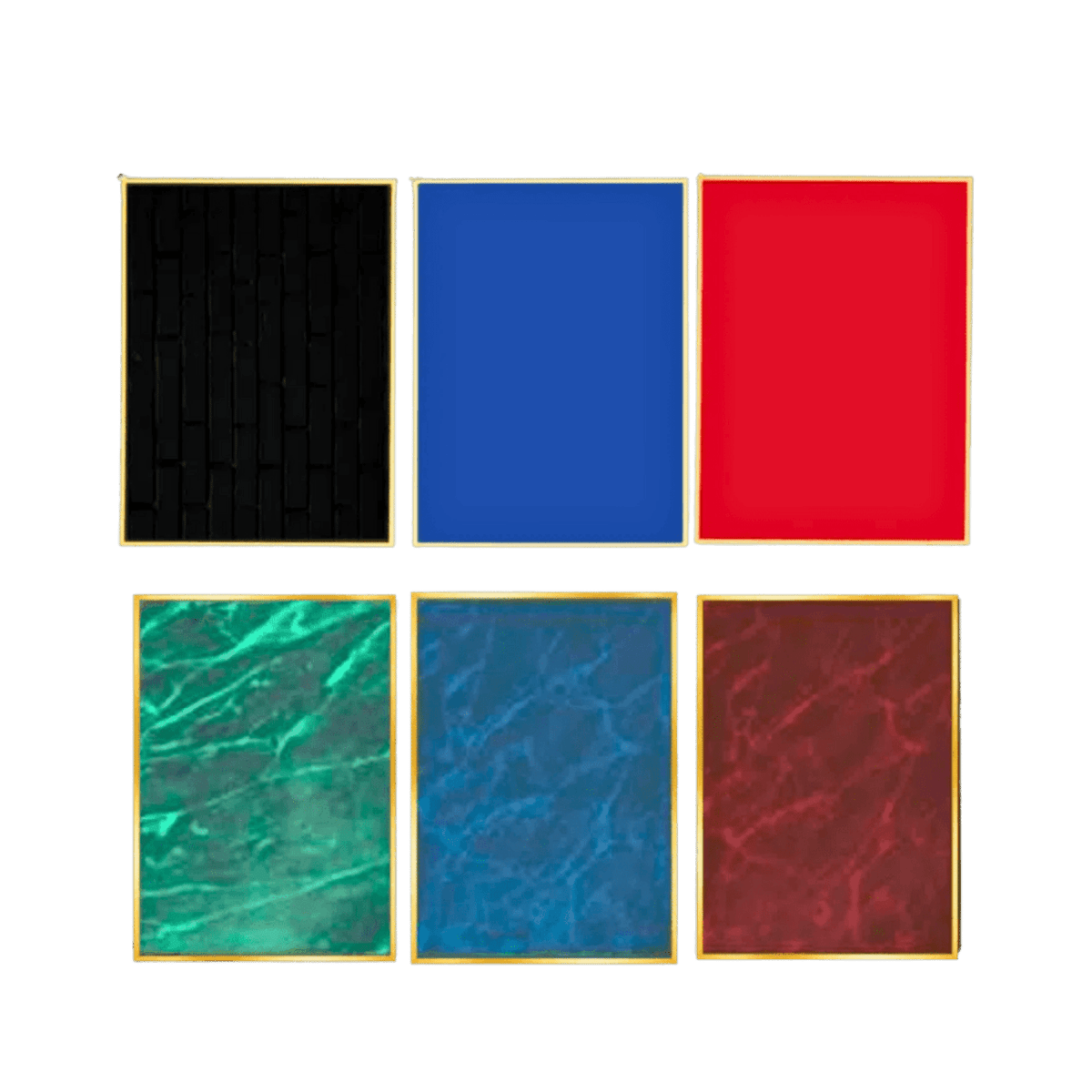 Brass Plated Plaque Plates with Gold Borders - Multiple Colors - Red Marble