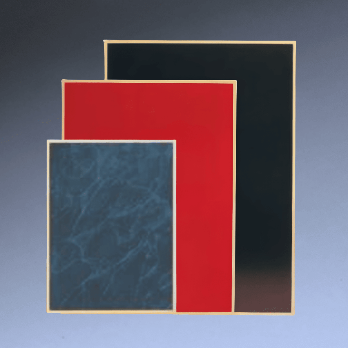 Brass Plated Plaque Plates with Gold Borders - Multiple Colors - Red