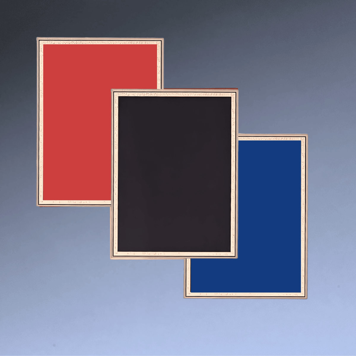 Brass Plated Plaque Plates with Gold Florentine Edged Border - Red